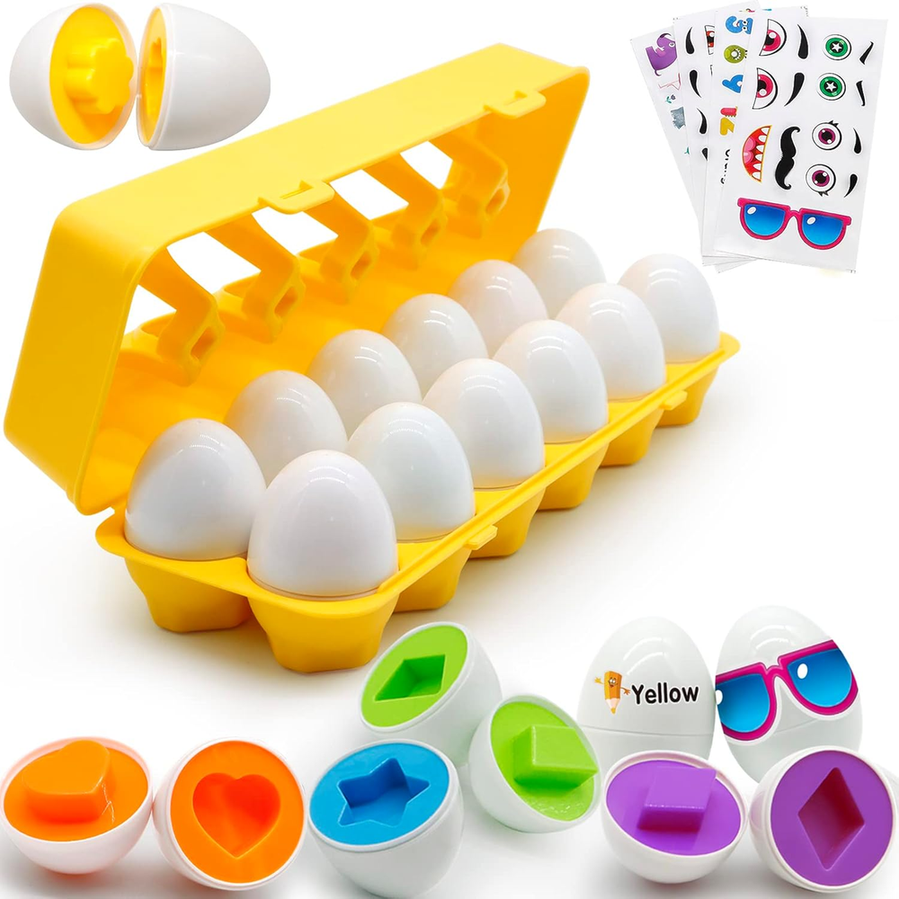 MOONTOY Matching Eggs for Toddlers, 12PCS Preschool Educational Learning Color &