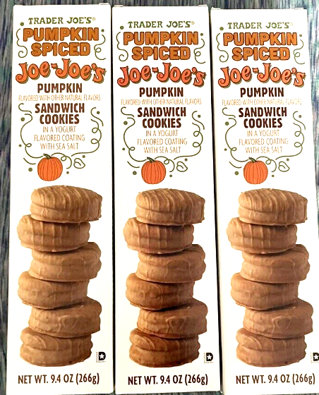 3 Pack Trader Joe's Pumpkin Spiced Joe-Joes Pumpkin Sandwich Cookies 2025 fresh