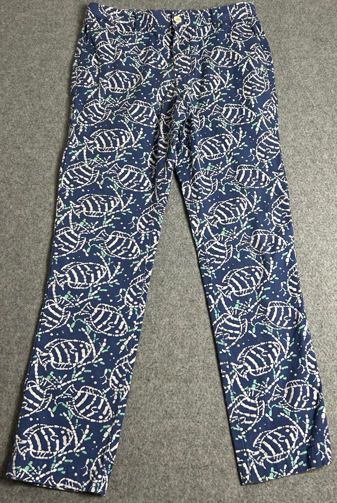 Vineyard Vines Mens Size 30X 30 Breaker Pants Fish Batik Slim Blue
