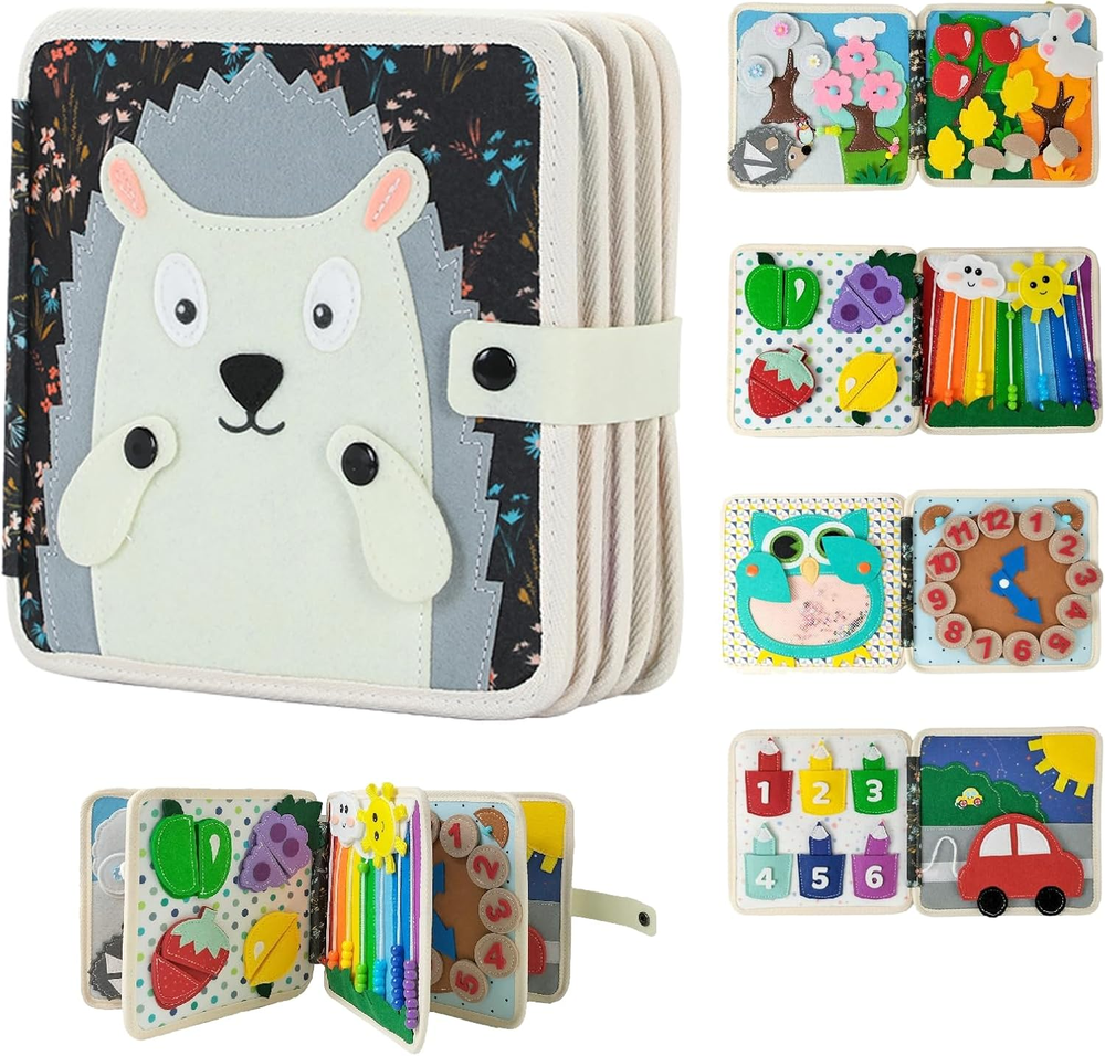 Montessori Busy Book for Toddlers 1-3 with Sorting Matching Lacing Fine Motor Skills Activity Board