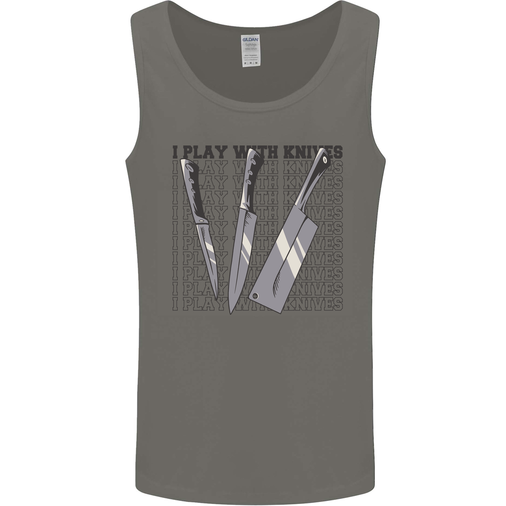 I Play With Knives Funny Chef Mens Vest Tank Top