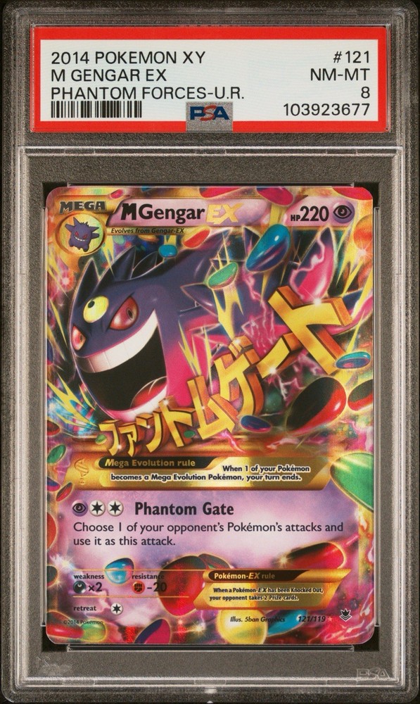 PSA 8 Mega Gengar EX 121/119 XY Phantom Forces Ultra Rare Pokemon Card