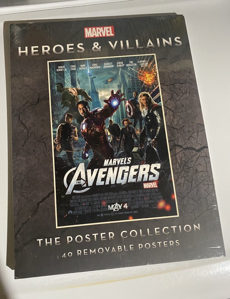 MARVEL Heroes & Villains Poster Collection Book with 40 Sealed Posters NEW