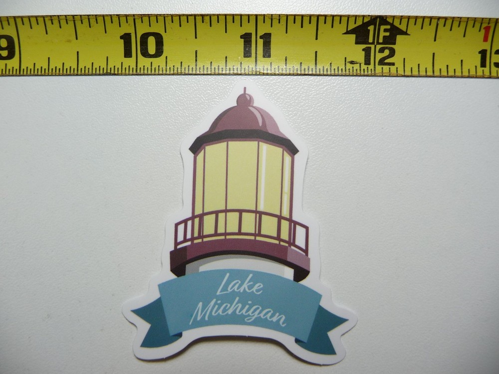 LAKE MICHIGAN LIGHTHOUSE TOP STICKER DECAL TRAVEL STATE VACATION SOUVENIR