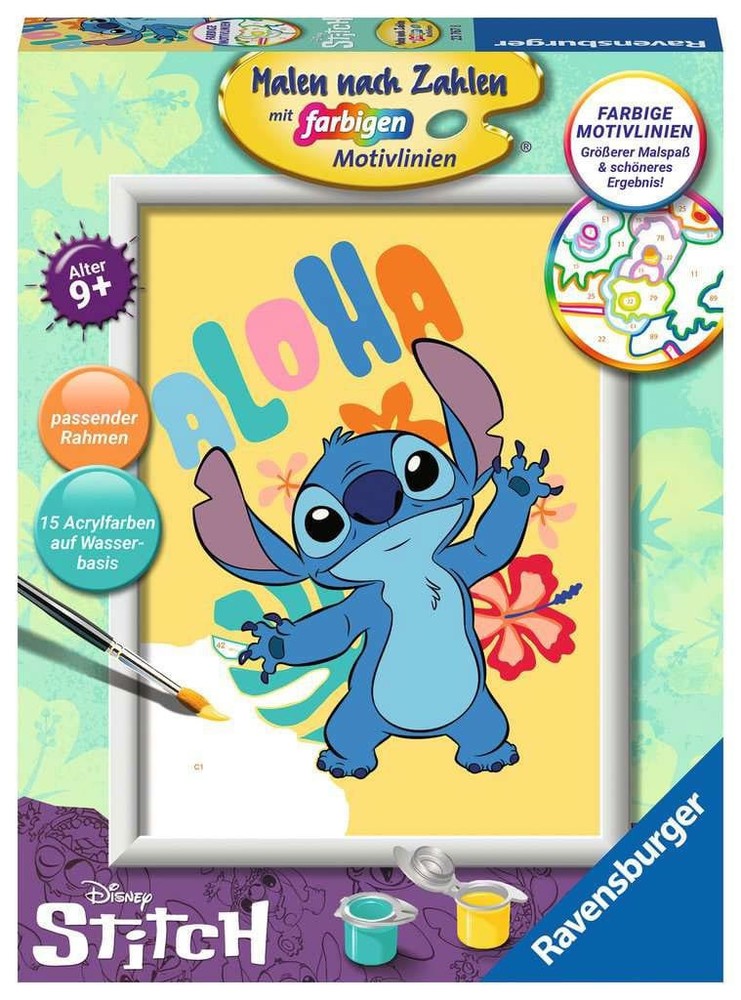 Disney CreArt Numbers Painting Set - Aloha Stitch - 18 x 24 cm - GERMAN