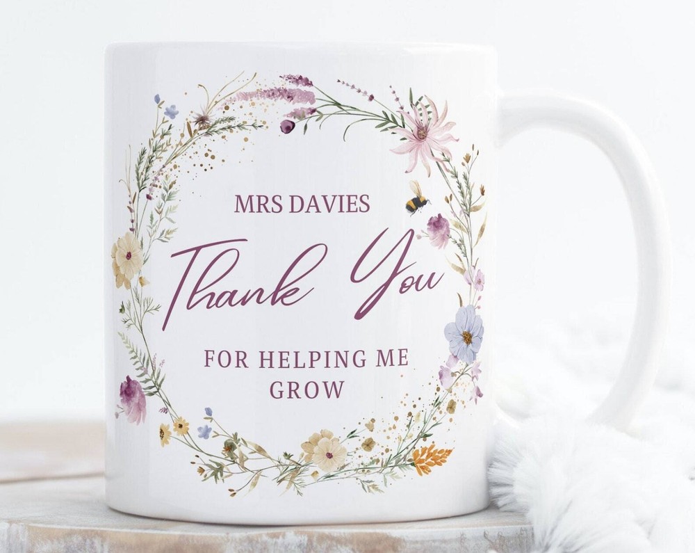 Personalised Teacher Mug Thank You For Helping Me Grow Ta Gift From Teachers It