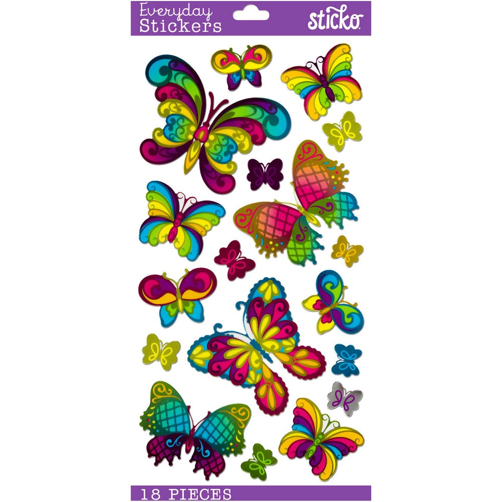 Sticko Faux Stain Glass Rainbow Butterfly Stickers DIY Craft Planner Scrapbook