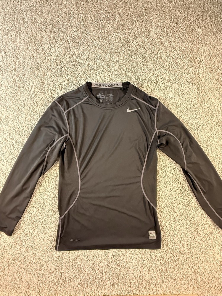 Nike Pro Combat Dri-fit Long Sleeve Shirt Size Small Black