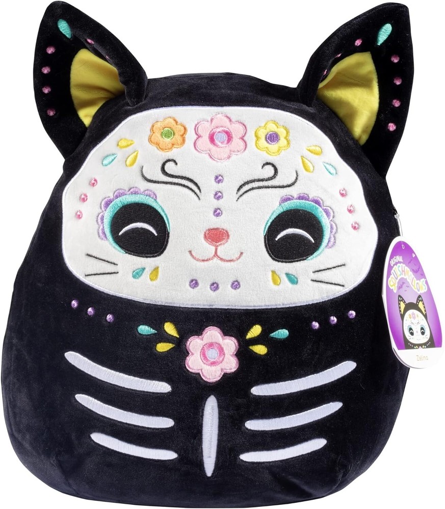 Squishmallows 12 Inch Day of the Dead Zelina the Cat Plush Squishy Halloween NWT