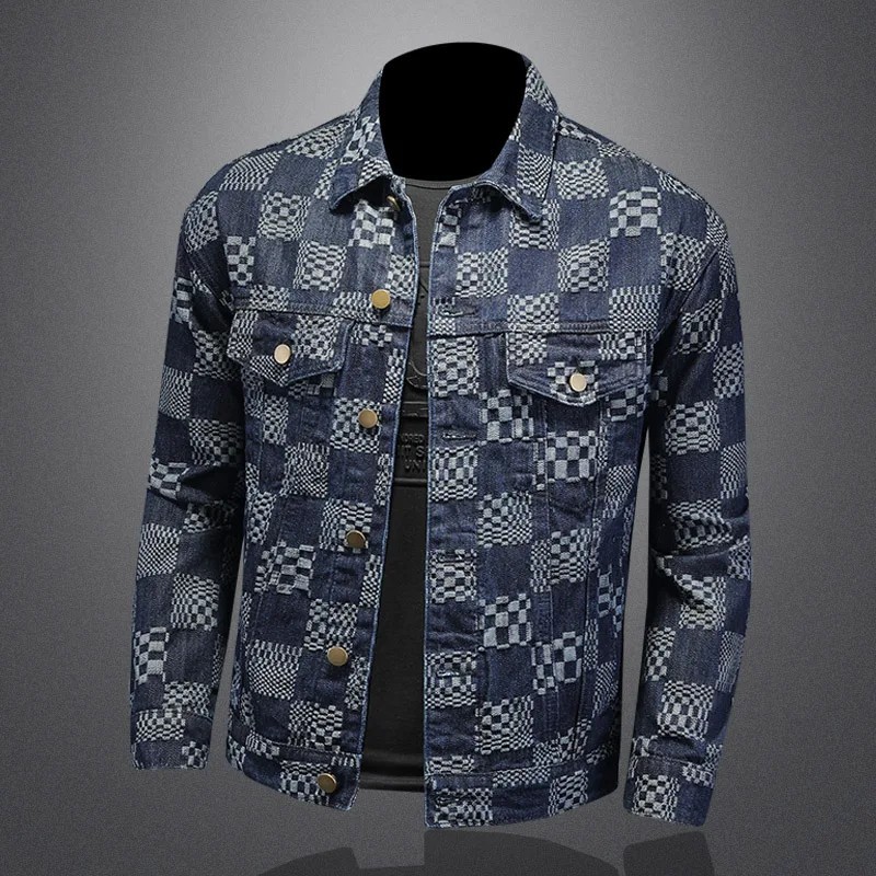 Men Luxury Fashion Trendy Bomber Streetwear Long Sleeve Denim Casual Jacket Coat