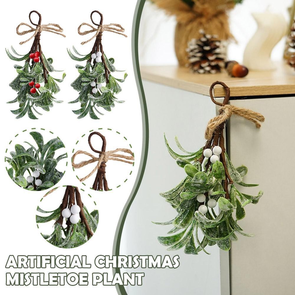 1 Pcs Artificial Christmas Mistletoe Plant Ornament Mistletoe Hanging Decor&~