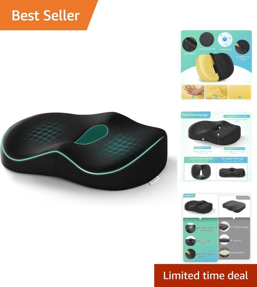 Deluxe Black Donut Seat Cushion for Hemorrhoid Relief - Ideal for Office & Car