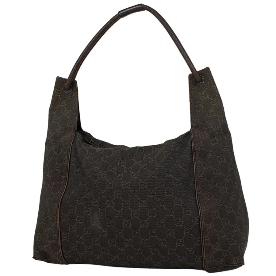 Gucci GG Canvas Dark Brown Shoulder Tote Bag Preowned