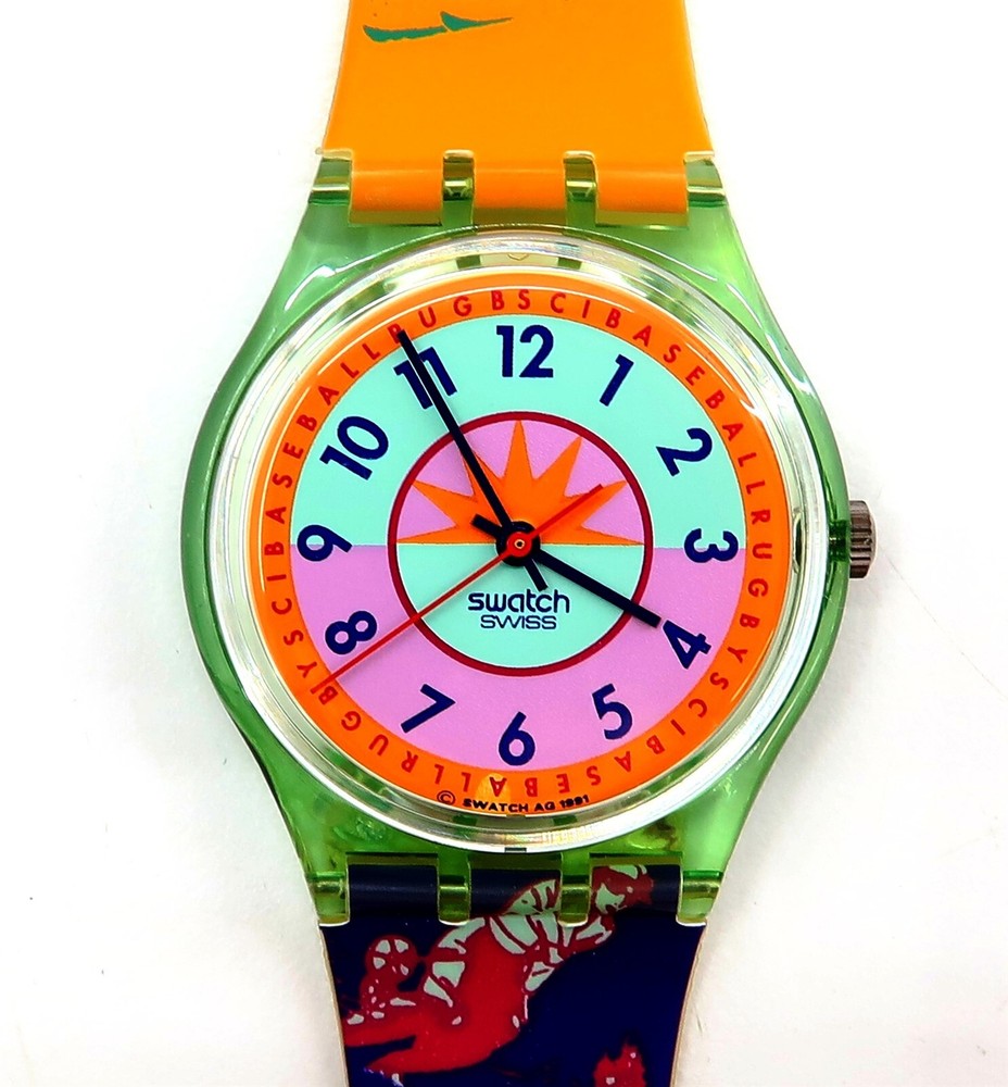 Swatch CURLING GG117 Vintage Gents Watch with Case 1992 NOS