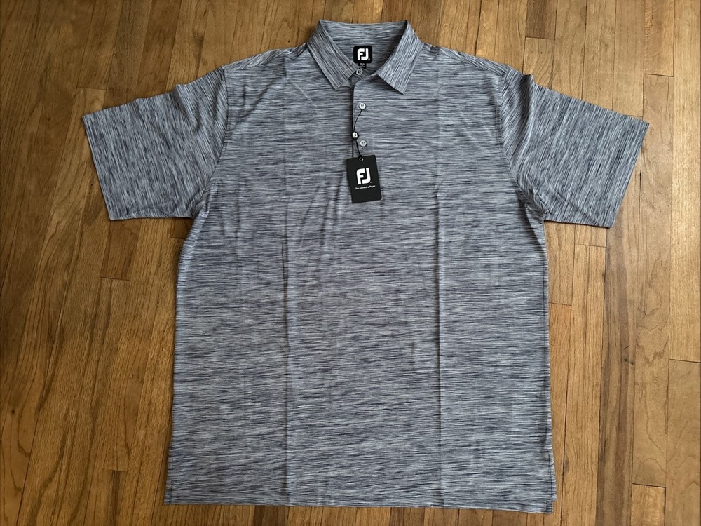 Footjoy Golf Shirt Polo 3 Button Men’s 2XL Space Dye Navy Short Sleeve New