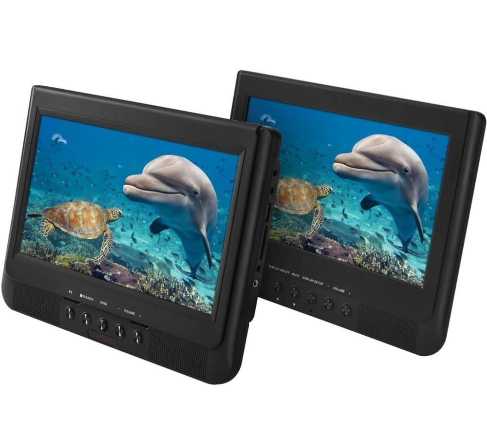 ONN 10-Inch Dual Screen DVD Player with Digital Panel in Black