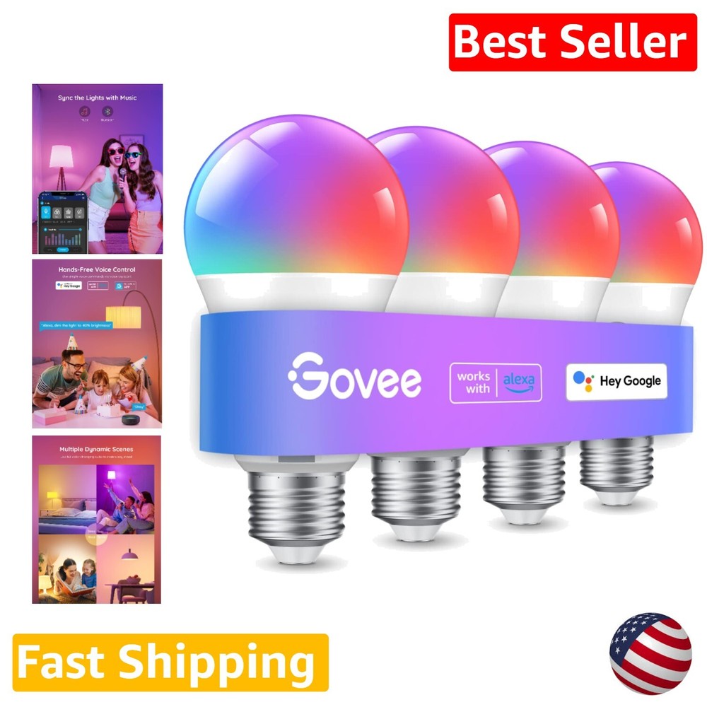 Smart Light Bulbs - WiFi & Bluetooth, 16 Million DIY Colors, Music Sync - 4 Pack
