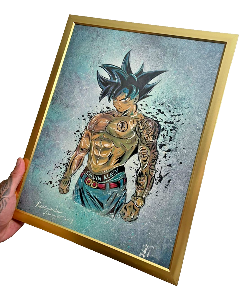 1/1 Goku spray paint Art Piece – Dragon Ball Z Art Hand Made Blue Green
