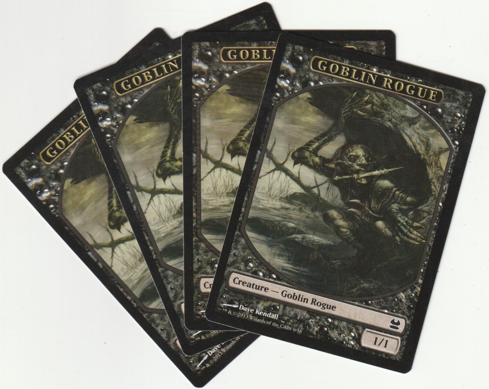 ✪ 4 MAGIC The Gathering GOBLIN ROGUE Black Creature Tokens MTG TOKEN PLAYSET EXCELLENT