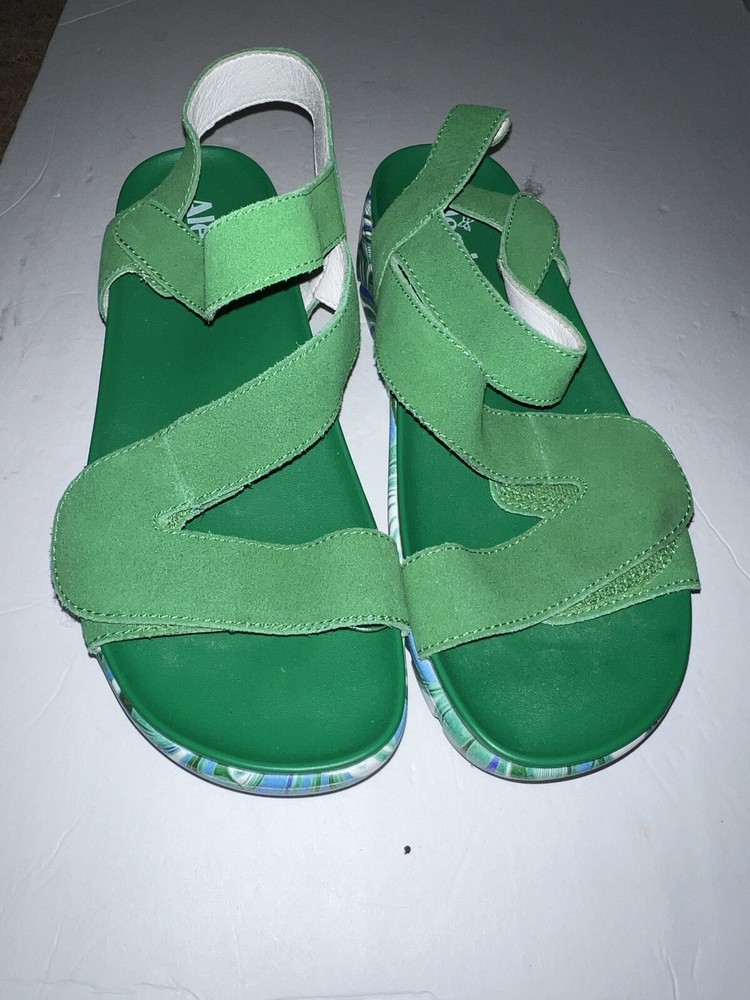 Alegria Sandles Green Suede Leather slingback Anah I Got You Babe Womens US 11.5