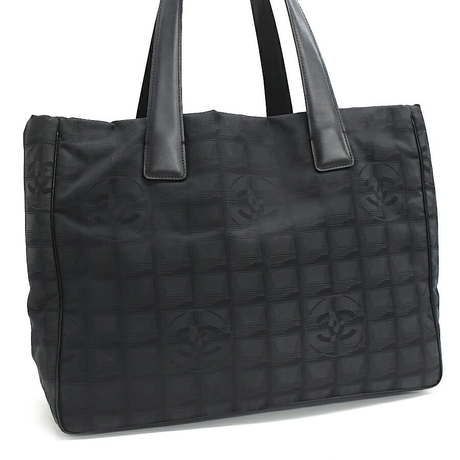 Chanel Black Nylon Travel Tote Bag Used Excellent Condition