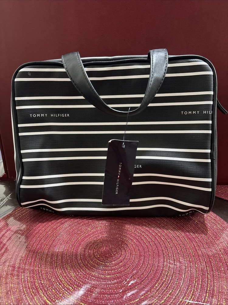 NWT Tommy Hilfiger Black & White Makeup Bag Skincare Cosmetic Pouch MSRP $68