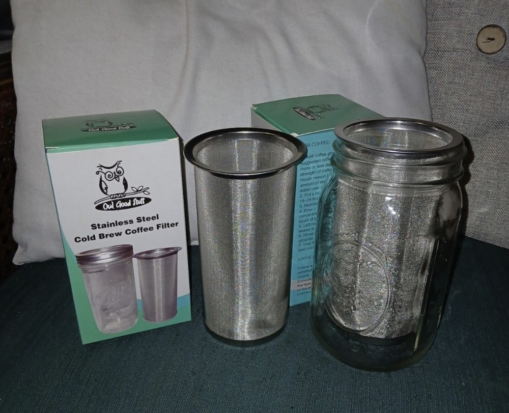 Two (2) Cold Brew Coffee Filters 32Oz Wide Mouth Mason Stainless Steel Strainer
