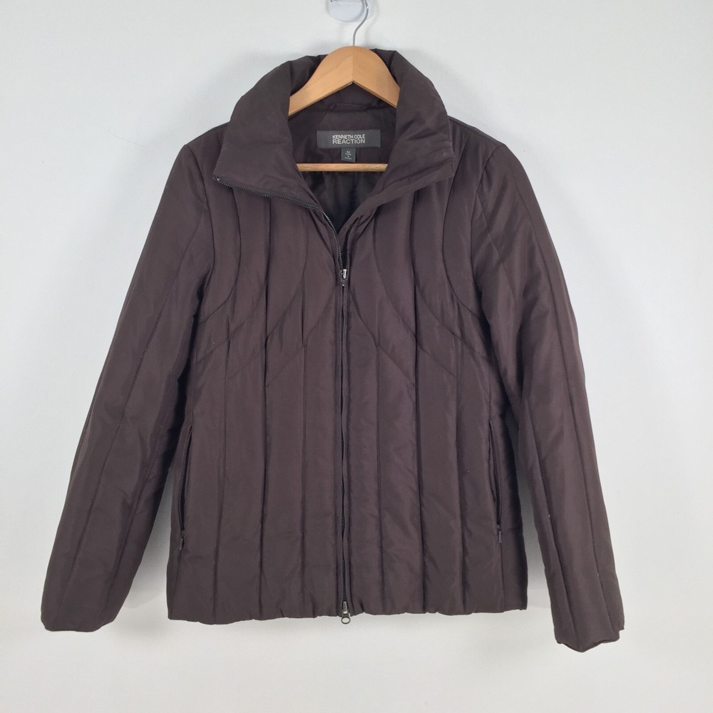 Kenneth Cole Reaction womens jacket size M brown full zip solid 021758-image