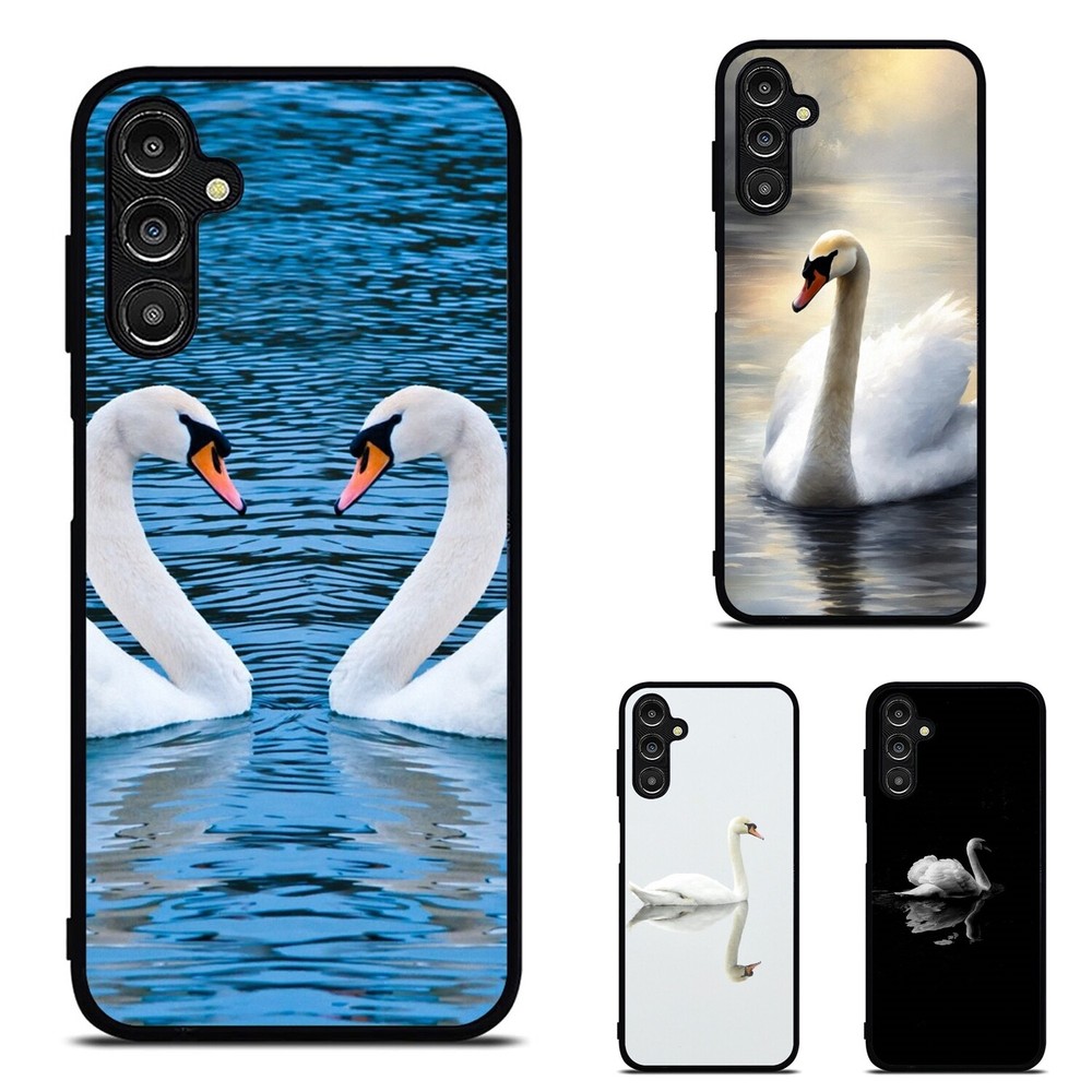 Glossy iPhone SE4 16E 12-16 Pro Max Case with Elegant Swan Print