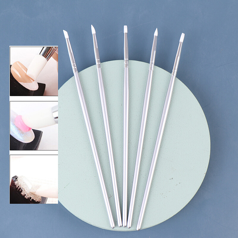 5pcs Nail Art Silicone Point Nail Carving Pen Dotting Tools Sculpture Pen Crafts