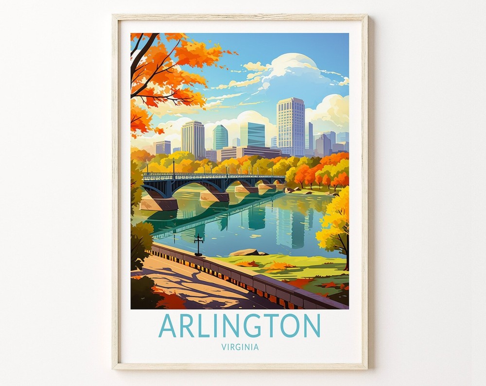Arlington Virginia City Travel Print Arlington Virginia Travel Poster Print