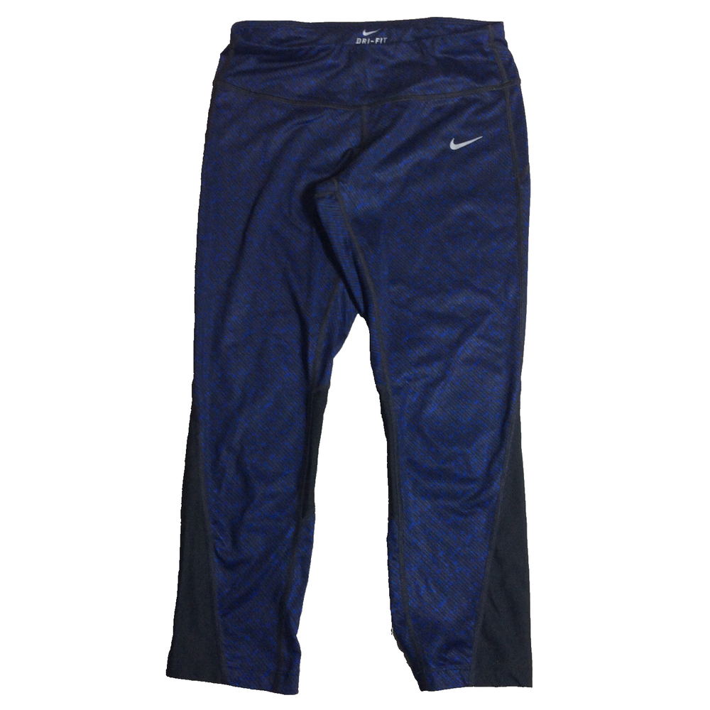 Nike Dri-Fit Meteor Running Capri Leggings Women's Small Blue Black 749458-455
