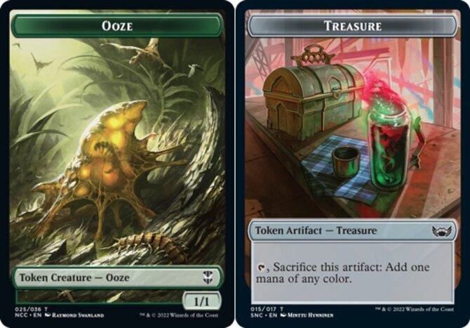 MTG Double-Sided Ooze and Treasure Token LP English Commander