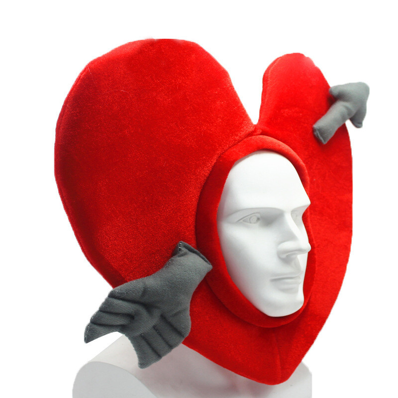 Valentines Day peach plush hood with funny Cupid arrow photo props