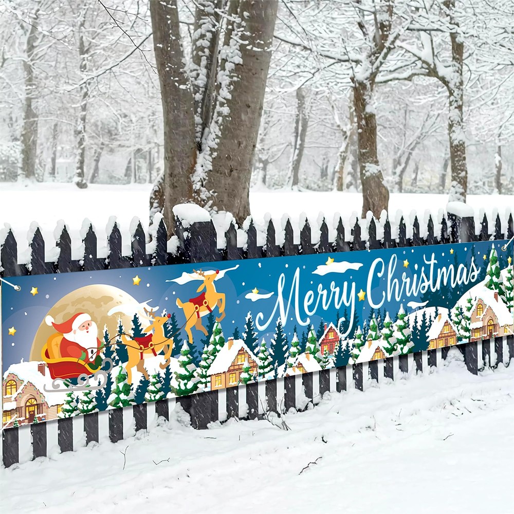 Merry Christmas Banner Banner Sign,2025 Happy New Year Xmas Decoration Snowma...