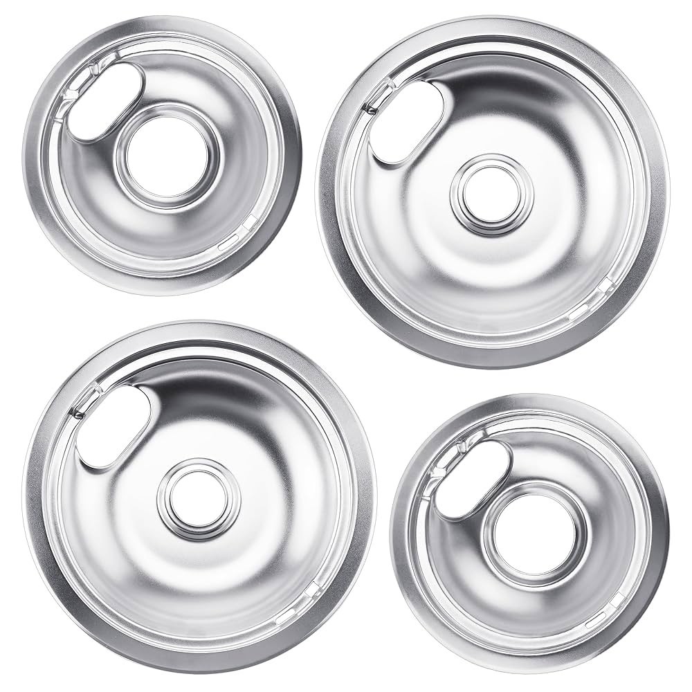 Chrome Drip Pan Set Replacement for Frigidaire 316048413 and 316048414: 2 ea