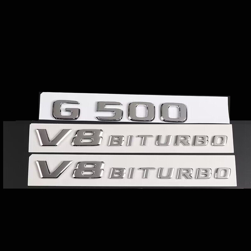 Chrome G500 V8 BITURBO Trunk Emblem Badge Sticker For AM-G G500