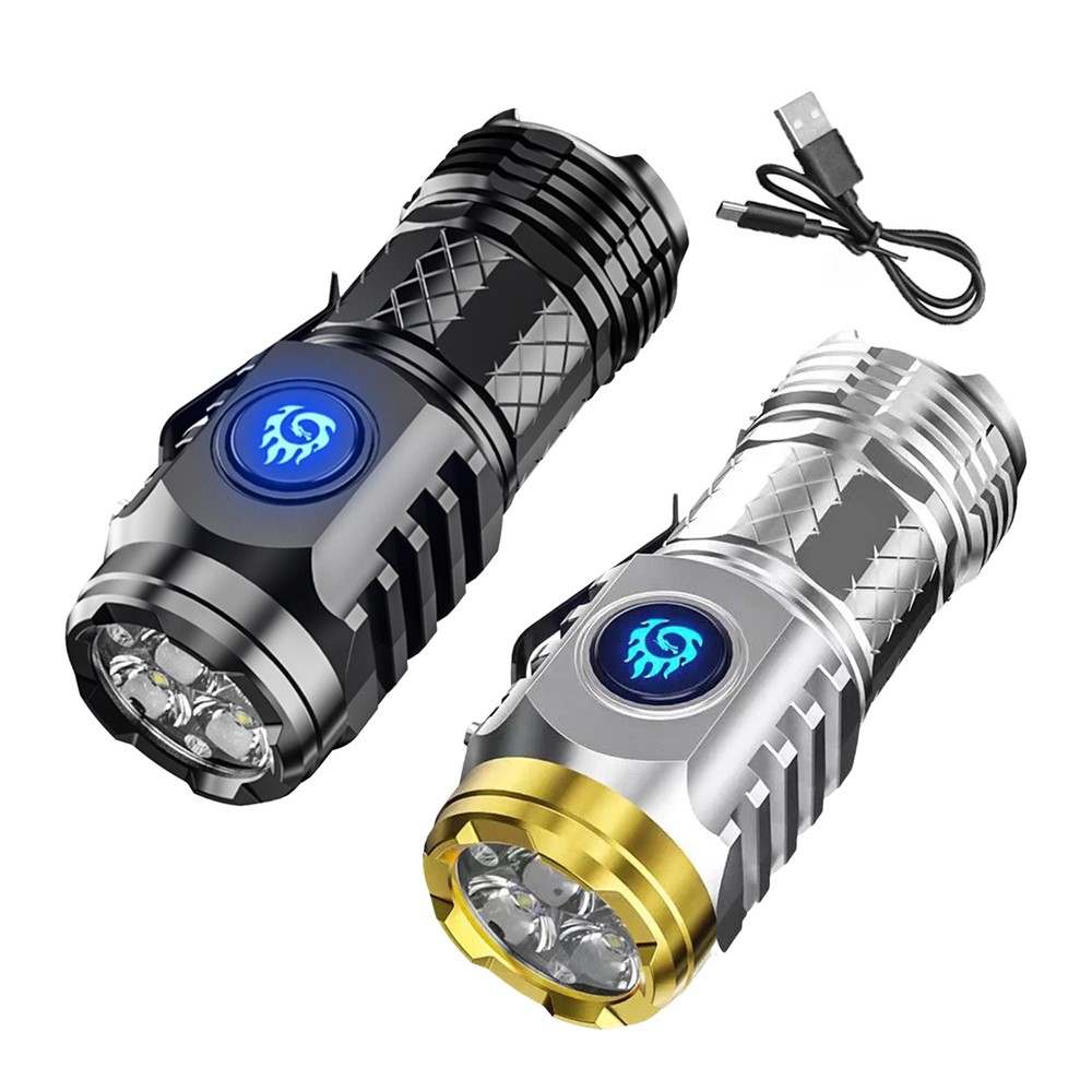 Three-Eyed 5 Modes Mini Flash Super Power Flashlight USB Rechargeable Waterproof