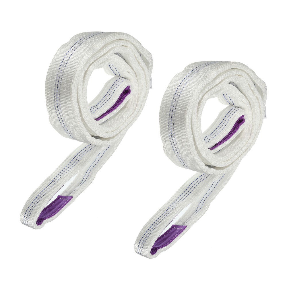 2 Pcs Lifting Slings Straps Polypropylene 9ft Flat Lifting Belts(11023lbs) White