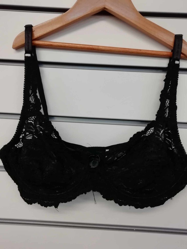 CAMILLE LADIES BLACK FULL LACE UNDERWIRED BRA SIZE 34B NEW (ref 68)