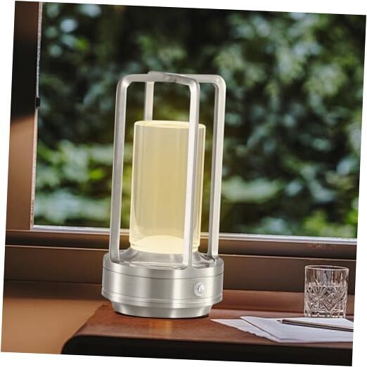 Cordless Table Lamp, 4000mA Battery Operated Lamps for Home Decor,3 Silver