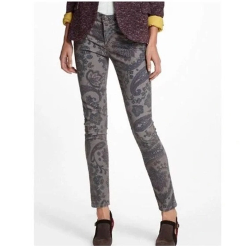 Citizens of Humanity Thompson Brown Gray Paisley Corduroy Skinny Jeans Size 25 Brand New With Tags NWT