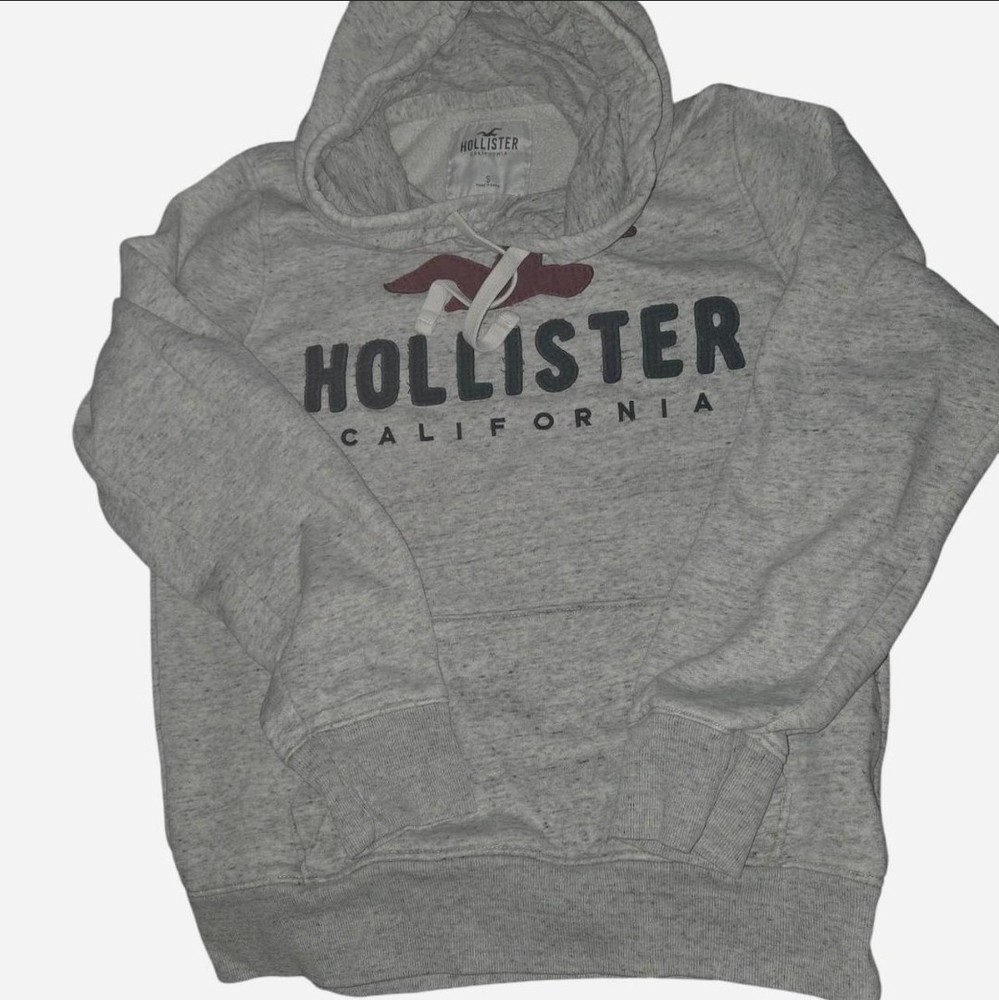 Hollister Hoodie Pullover Men’s Small Gray Logo Long Sleeve