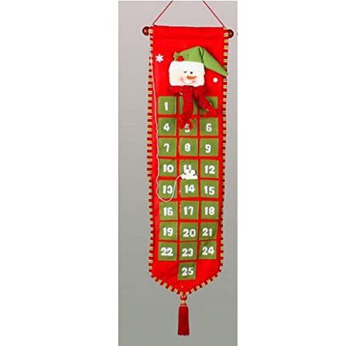 Red Snowman 28 Inch Hanging Fabric Christmas Advent Calendar