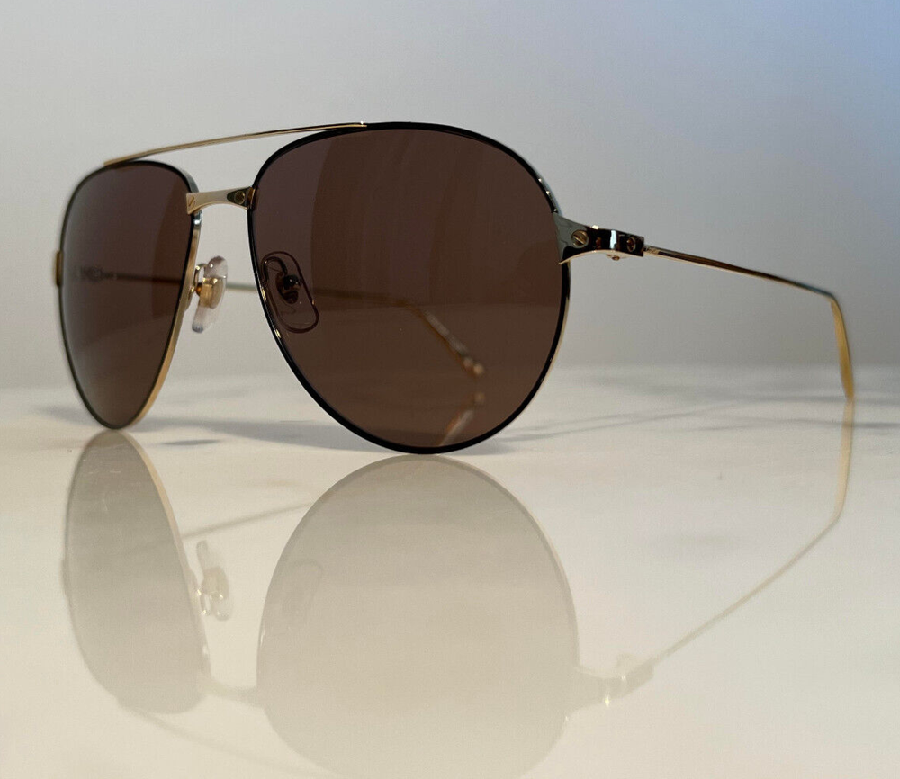 Cartier Santos Aviator Frames Sunglasses Glasses Vintage Wood Gold Wire Horn