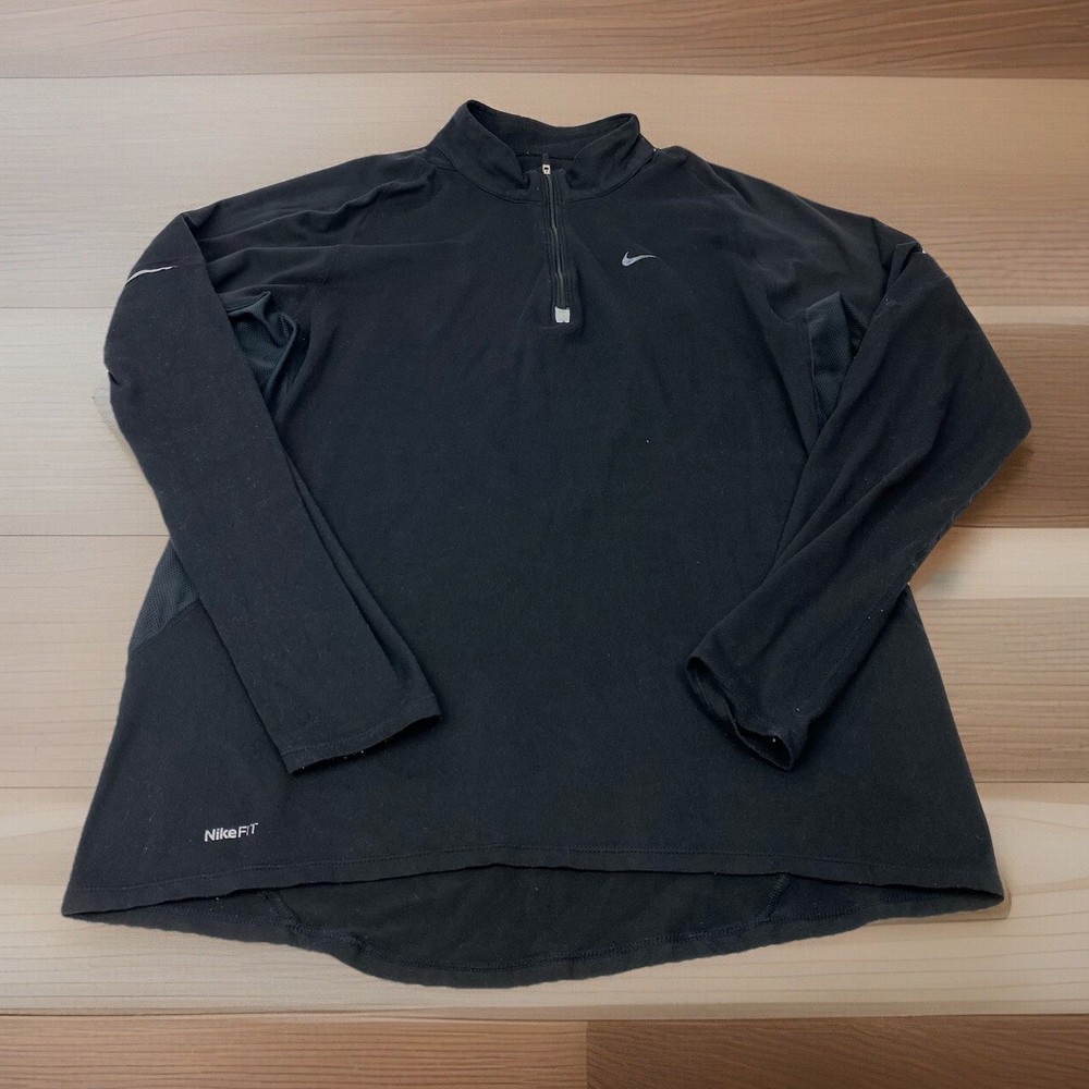 Nike Fit-Dry  Men’s L Large Solid Black Long Sleeve Lightweight Sweatshirt