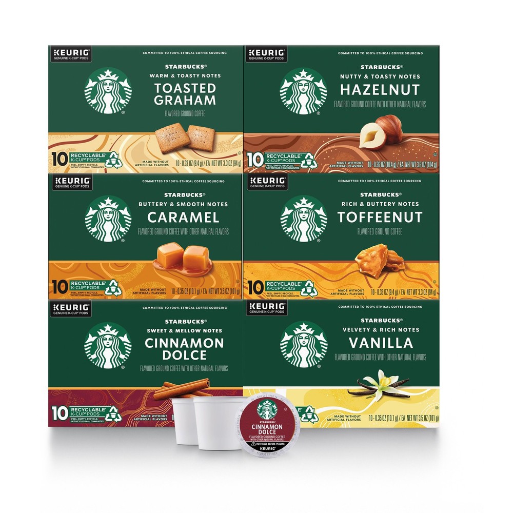 Starbucks Flavored Coffee K-Cup Pods Variety Pack for Keurig Brewers