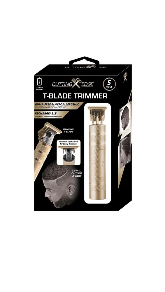 Gold Hair Trimmer Precision T Blade Hypoallergenic Rechargeable Grooming Tool