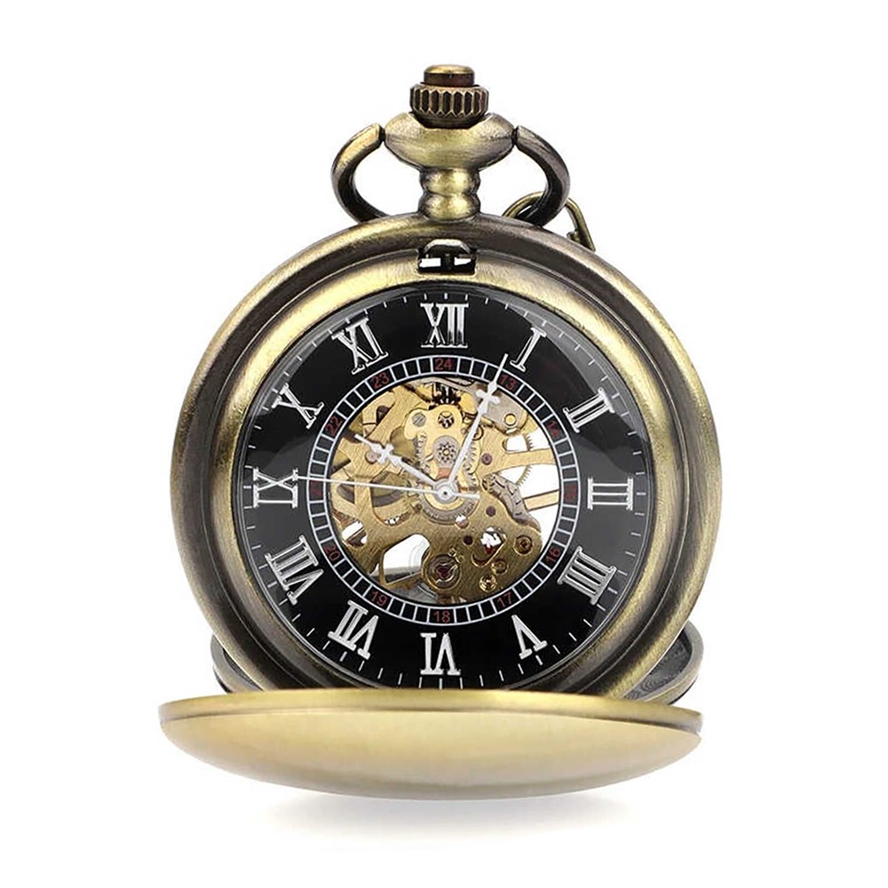 Vintage Zinc Alloy Mechanical Pocket Watch - Lightweight Portable Mens Gift  