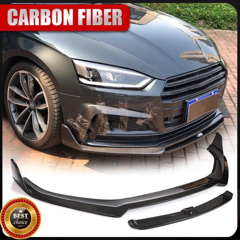 Fit For Audi A5 B9 Sline S5 2017-2019 Carbon Fiber Front Bumper Lip Chin Spoiler